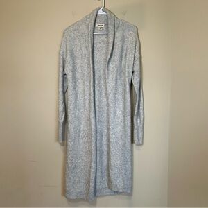 Open Edit Open Cardigan Long Cotton Blend Light Gray XXS Women's